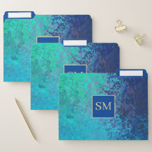 Azul e verde do oceano com monograma