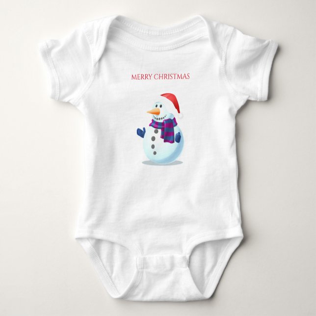 Ficheiro de camisa de bebê de Natal Snowman. (Frente)