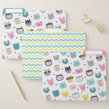 Padrão legal de Gato Faces Amarelo Teal