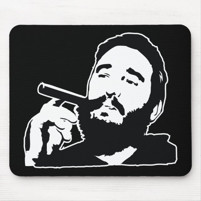 Fidel Castro com retrato Mousepad do charuto (Frente)