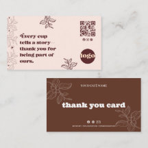Cartão de Agradecimento da Loja de Café Boho
