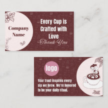 Cartão de Agradecimento de Café Burgundy Rosa