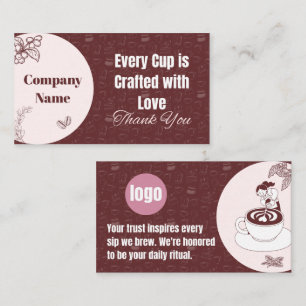 Fidelidade Cartão de Agradecimento de Café Burgundy Rosa