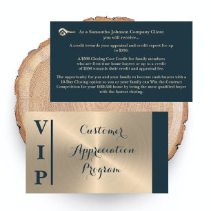 Fidelidade Cartão de Apreciação de Cliente Imobiliário VIP de