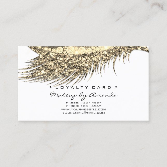 Fidelidade Cartão de Lealdade 6 Beleza Salão Lash Preto Branc (Frente)