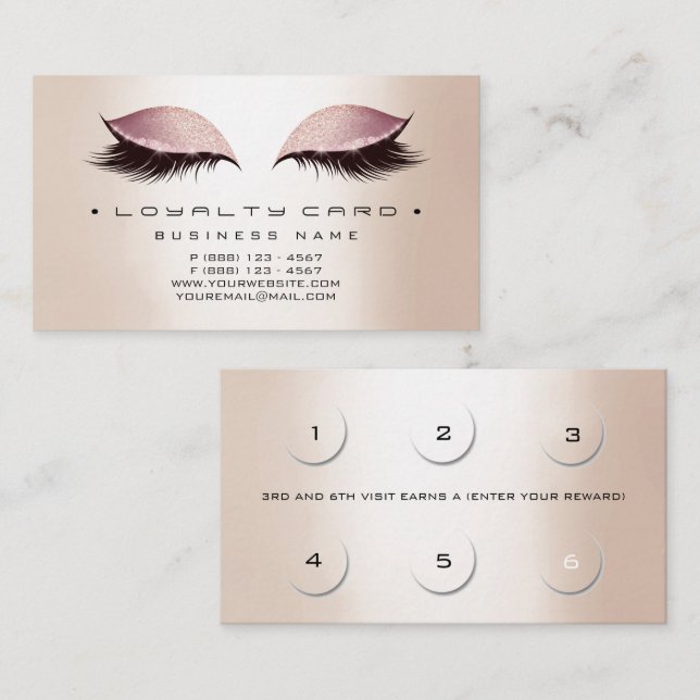 Fidelidade Cartão de Lealdade 6 Beleza Salon Makeup Rosa Dour (Frente/Verso)