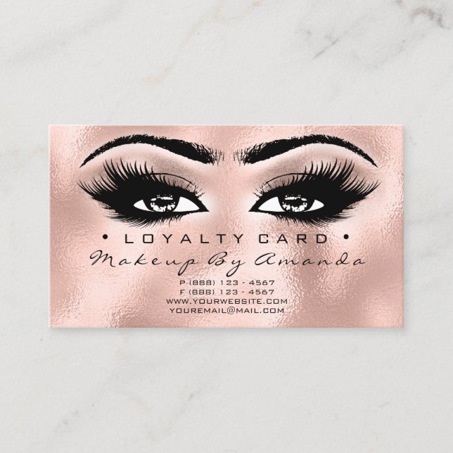 Fidelidade Cartão de Lealdade 6 Belty Salon Lash Vidro Dourad (Frente)