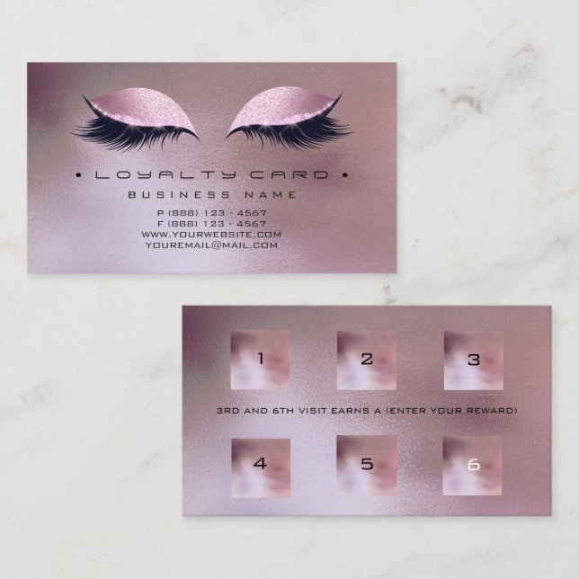 Fidelidade Cartão de Lealdade 6 Blush de Ativação de Salão de (Frente/Verso)