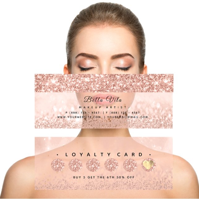 Fidelidade Cartão de Lealdade 6 Punch Makeup Beauty RoseSpark (Loyalty Card 6 Punch Makeup Beauty Heart RoseSpark )