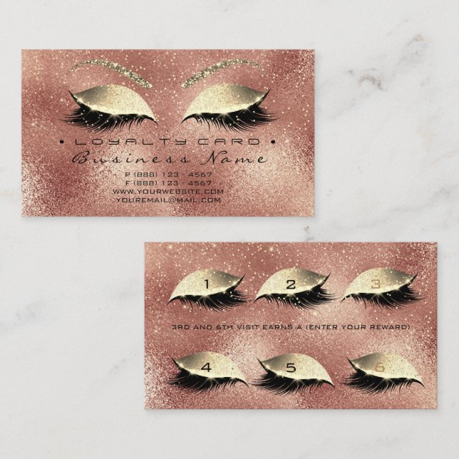 Fidelidade Cartão de Lealdade 6 Salão de Bela Lança Rosa Peac (Frente/Verso)