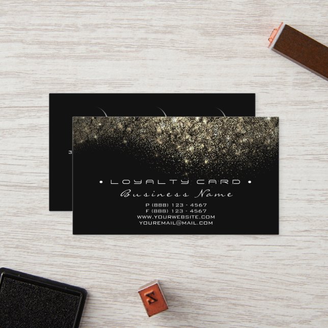 Fidelidade Cartão de Lealdade 6 Salão de Bela Pisca Dourada L (Frente/Verso In Situ)