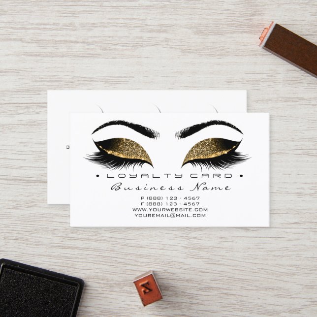 Fidelidade Cartão de Lealdade 6 Salão de Bela trava Dourado W (Frente/Verso In Situ)