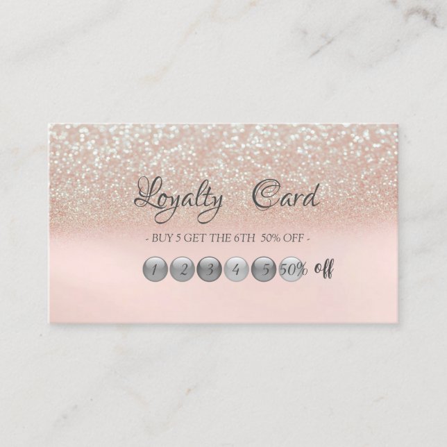 Fidelidade Cartão de Lealdade de Trendy Glitter Elegante (Frente)