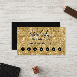 Fidelidade Cartão de Lealdade Flat Dourado Glitter Glitter Pr