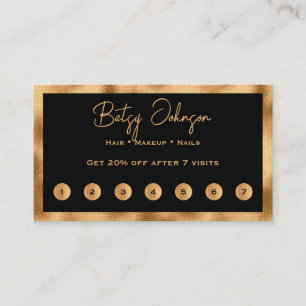 Fidelidade Cartão de Lealdade Plano Preto e Preto Gold Foil
