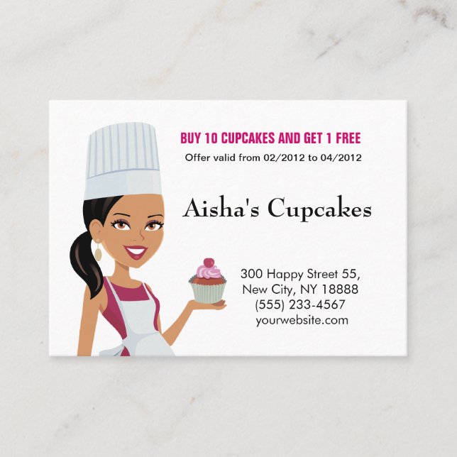 Fidelidade Cartão de negócios dos cupcakes com versão do Am (Frente)