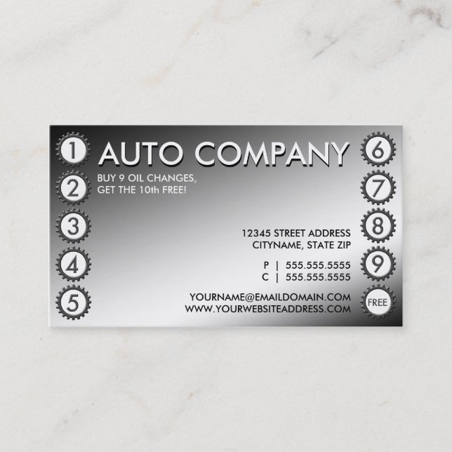 Fidelidade cartão de perfuração brilhante das engrenagens (Frente)