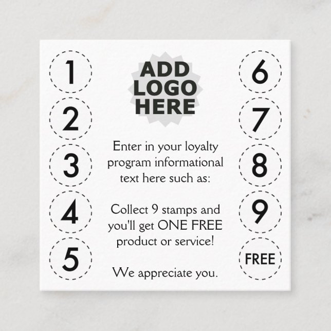 Fidelidade cartão de perfurador liso (Frente)