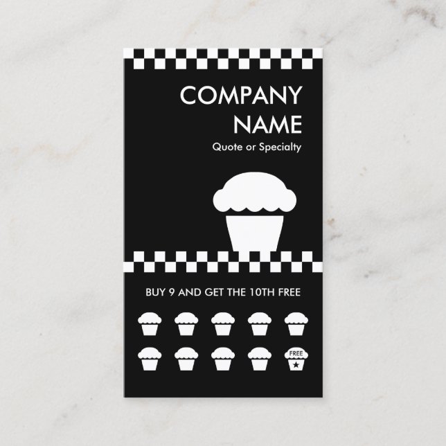 Fidelidade cartão de ponto dos verificadores de cupcake retro (Frente)