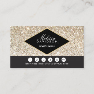 Fidelidade Champagne Dourada Glitter e Cartão de Lealdade de