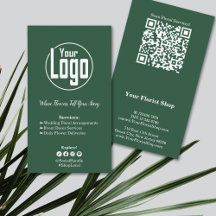 Floral Services Florist Green White Cartão de visi