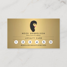 Fidelidade Garota com Lashes Faux Dourado Cartão de Lealdade