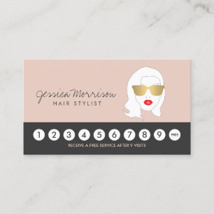Fidelidade Hair Stylist Beauty Girl no Cartão de Lealdade Pea