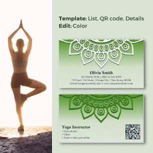 Fidelidade Harmonia em Mandala Verde Design Yoga Cartão de vi