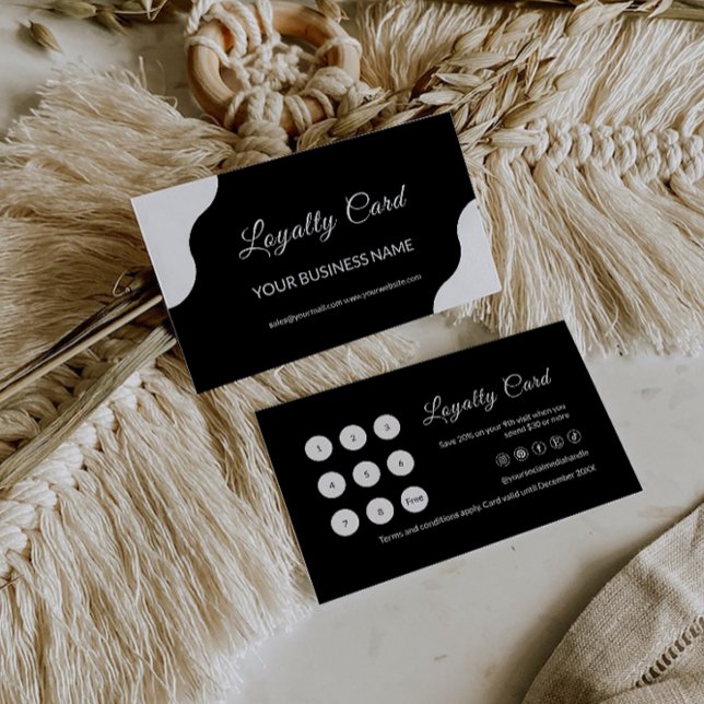 Fidelidade Modelo de Cartão de Lealdade, Preto e Branco (Loyalty Card Template, Black & White)