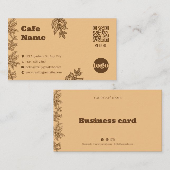 Fidelidade Modelo de Cartão de Visita do Café Botânico Rústic (Frente/Verso)