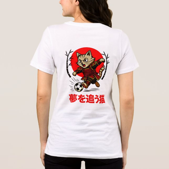 Fierce Samurai Cat Soccer for anime & Sports Fans (Verso)