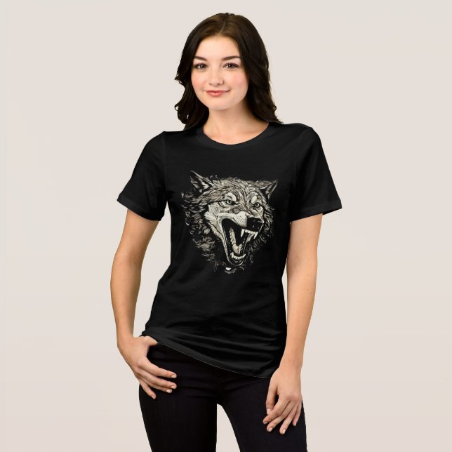 Fierce Snarling Wolf Head Illustration (Frente Completa)