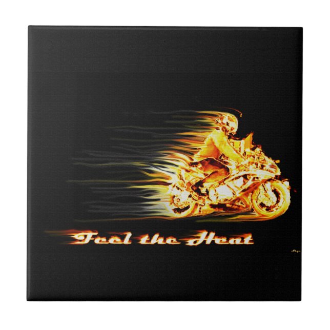 Fiery Biker Motorcycle Fantasy Art (Frente)