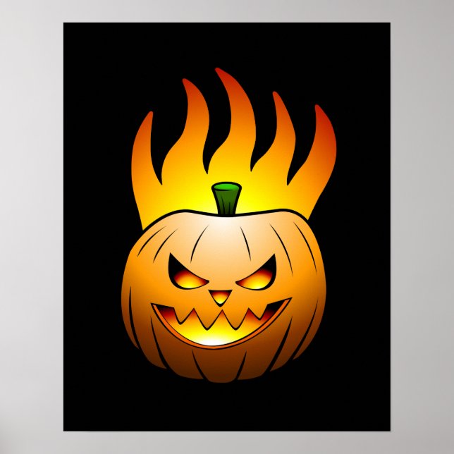 Fiery Halloween Pumpkin Poster (Frente)