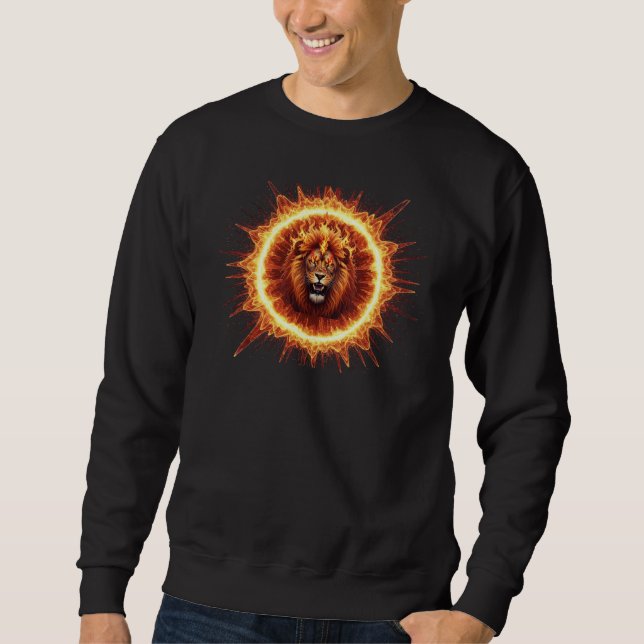 Fiery Lion Hoodie, Camiseta Molheta Gráfica de Fog (Frente)