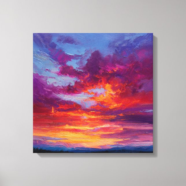 Fiery Orange Purple Abstract Landscape Canvas Prin (Frente)