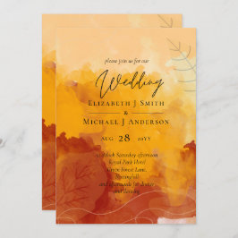 Fiery Orange Watercolor Abstrato Sunset Wedset