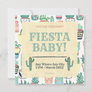 Fiesta Baby Sprinkle Convite Cactus Greenery