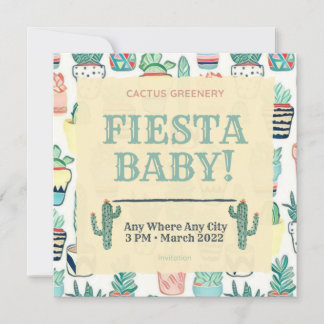Fiesta Baby Sprinkle Convite Cactus Greenery