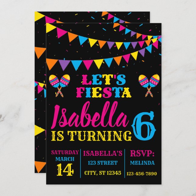 Fiesta Birthday Cinco De Mayo Convite de festas (Frente/Verso)