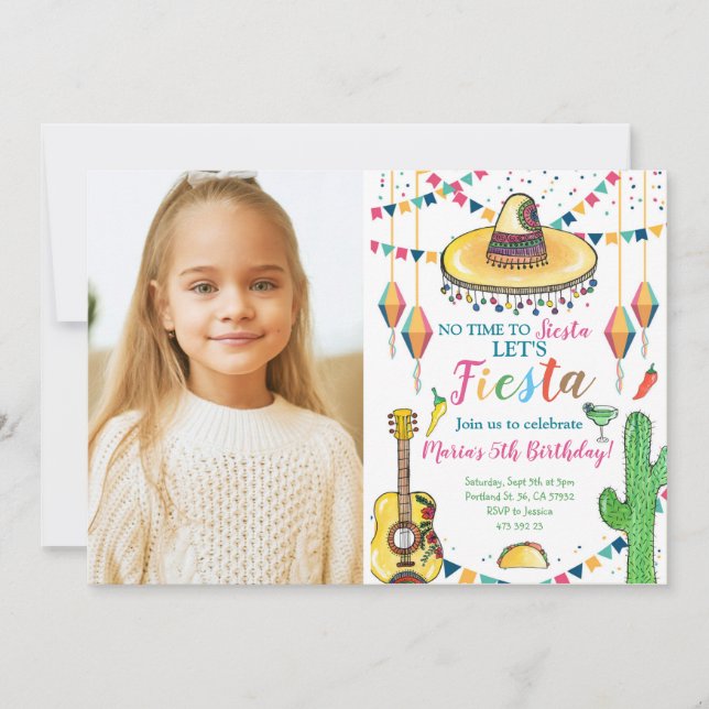 Fiesta Birthday - Convite para o siesta mexicano (Frente)