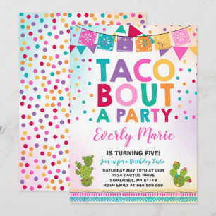 Fiesta Birthday - Convite Taco Para Festa