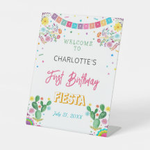 Fiesta Birthday, sinal de boas-vindas a pedestal
