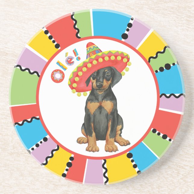 Fiesta Doberman Pinscher Porta copos (Frente)