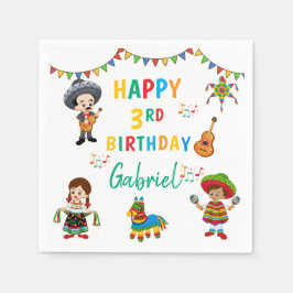 Fiesta, guardanapos de três aniversários de crianç