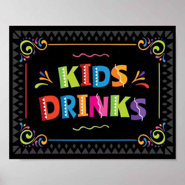 Fiesta KIDS DRINKS Sinal Impressão (Frente)