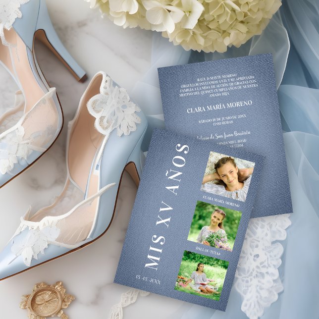 Fiesta Quinceañera Español Textura Textil Azul (Criador carregado)