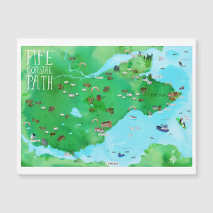 Fife Coastal Path Scotland Ilustrated Map Magnet