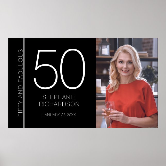 Fifty and Fabulous 50th Birthday Photo Poster (Frente)