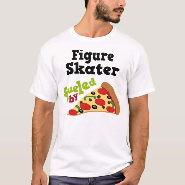 Figura camisa (engraçada) da pizza T do patinador (Frente)